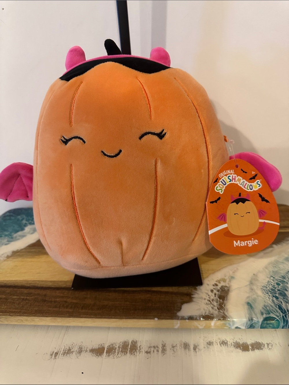 Squishmallows Margie Orange Pumpkin Plush with Pink Wings